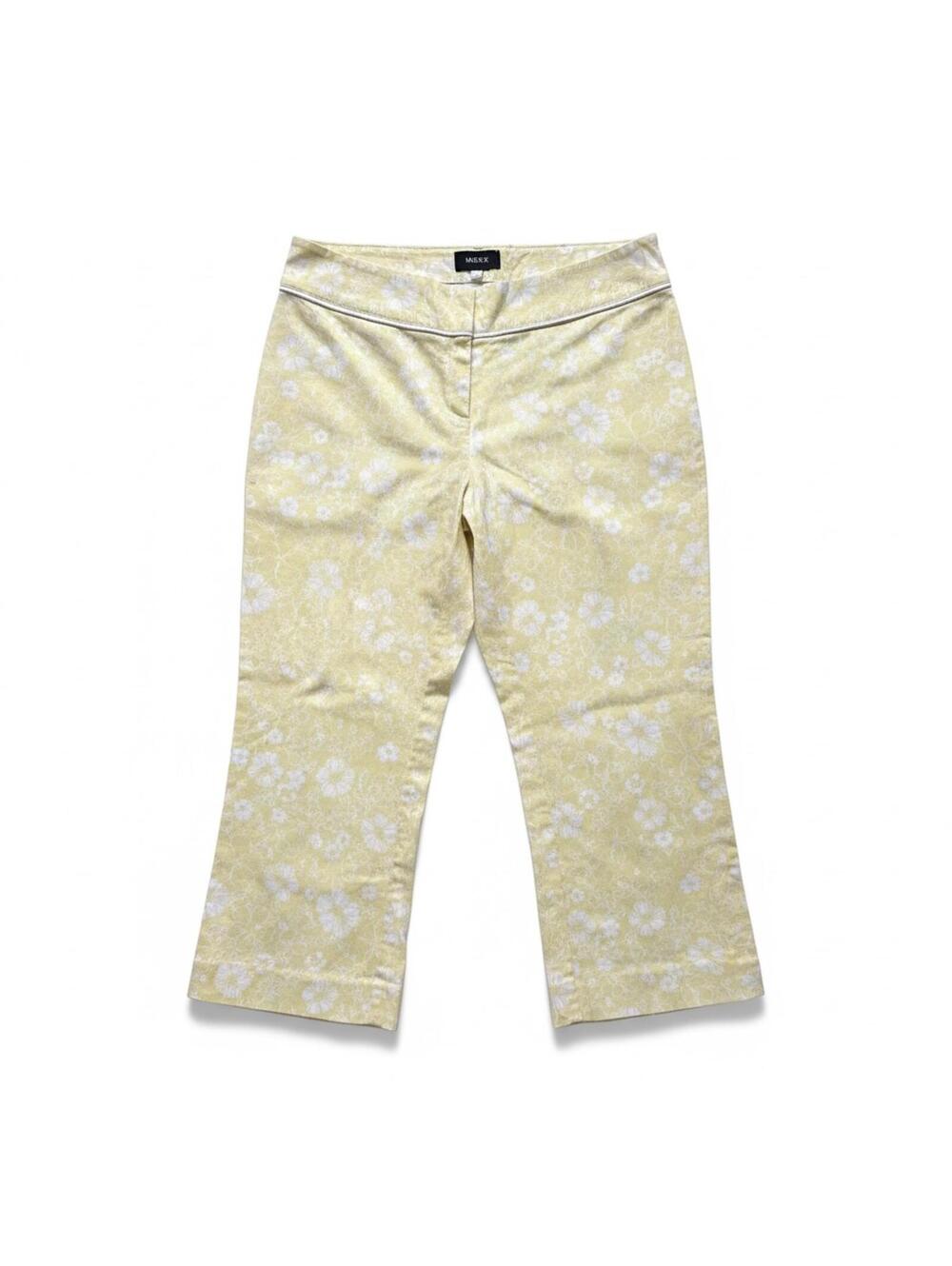 Mexx Low Rise Floral Capri Pants Y2K Clean Girl Minimalist Yellow Made Canada